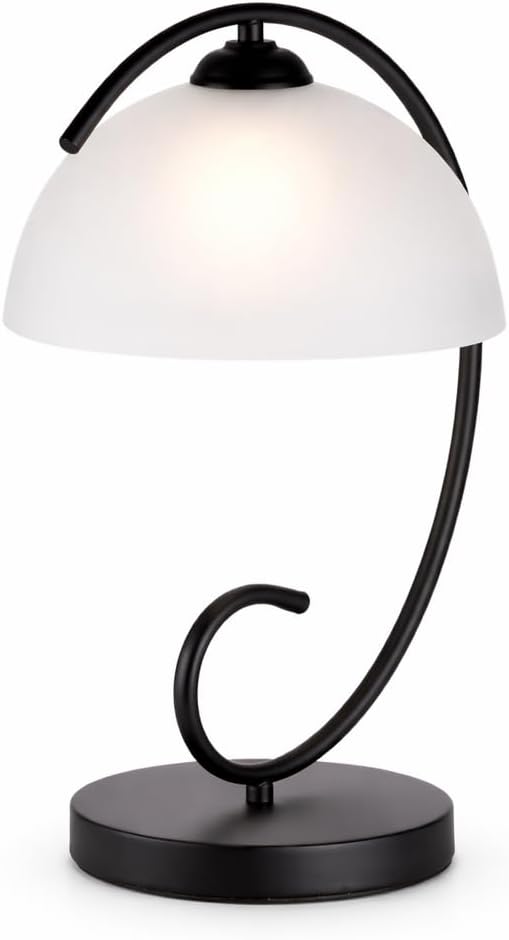 17.5" Sand Black Frosted Glass Dome Bedside Table Lamp