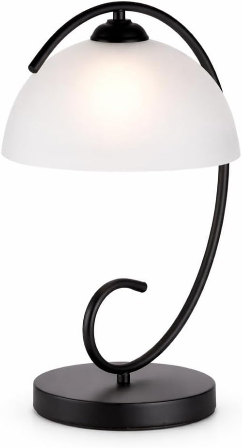 17.5" Sand Black Frosted Glass Dome Bedside Table Lamp