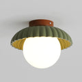 Cream Globe Glass Semi Flush Ceiling Light
