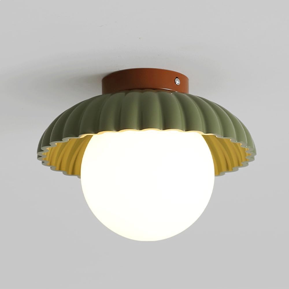 Cream Globe Glass Semi Flush Ceiling Light