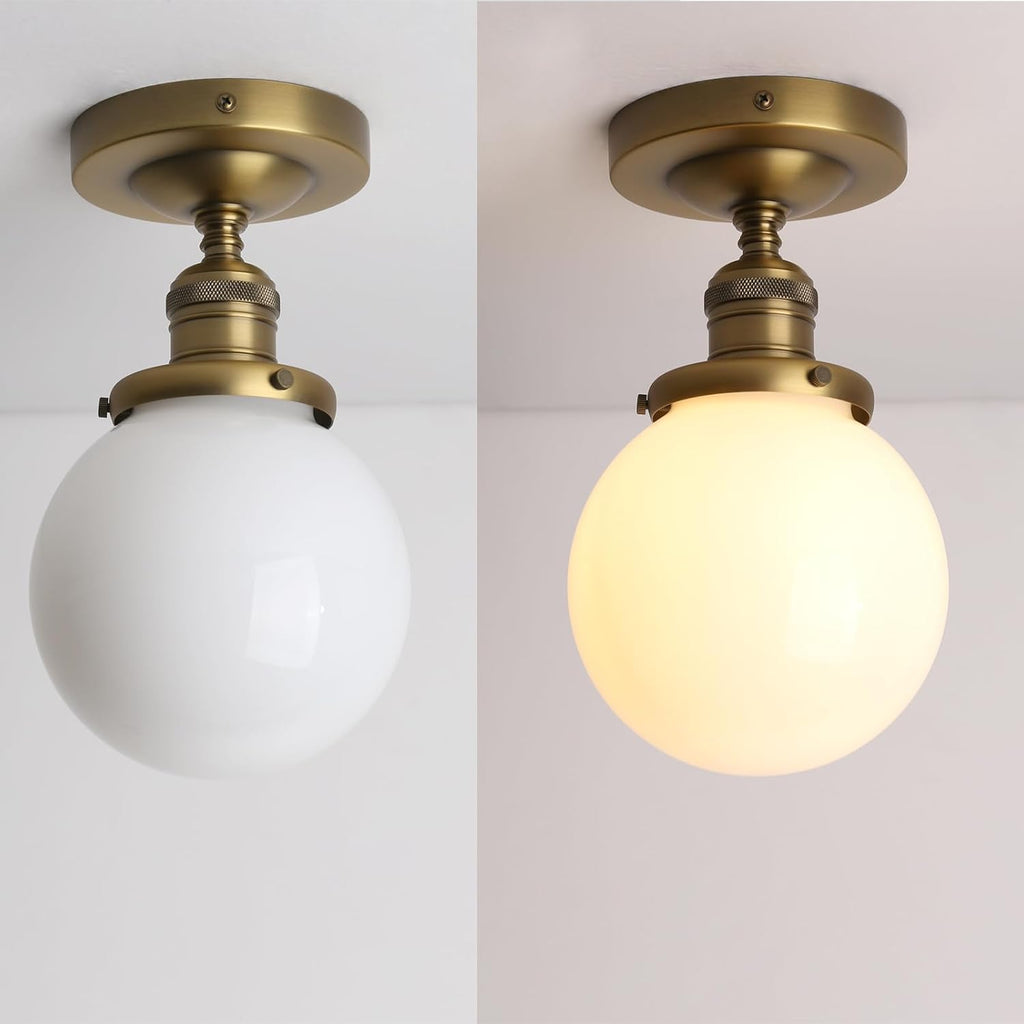 Frosted Milk Globe Flush Ceiling Light