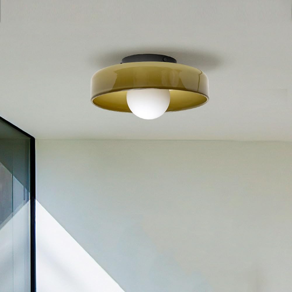 Orange Milk Glass Semi Flush Ceiling Light