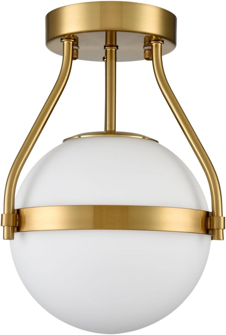 Brass Globe Semi Flush Ceiling Light