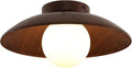 Wood Grain Glass Globe Semi Flush Light