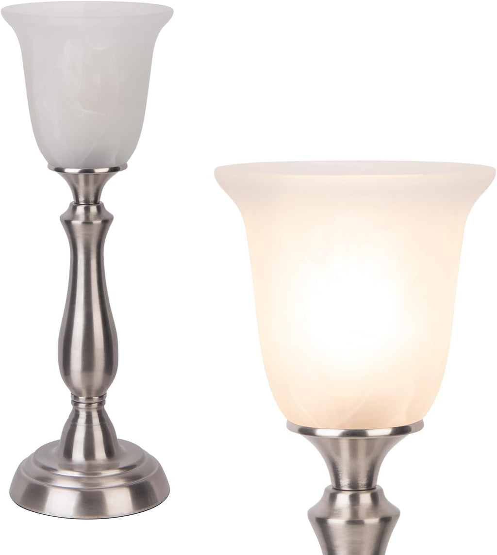 Nickel Alabaster Glass Farmhouse Table Lamp