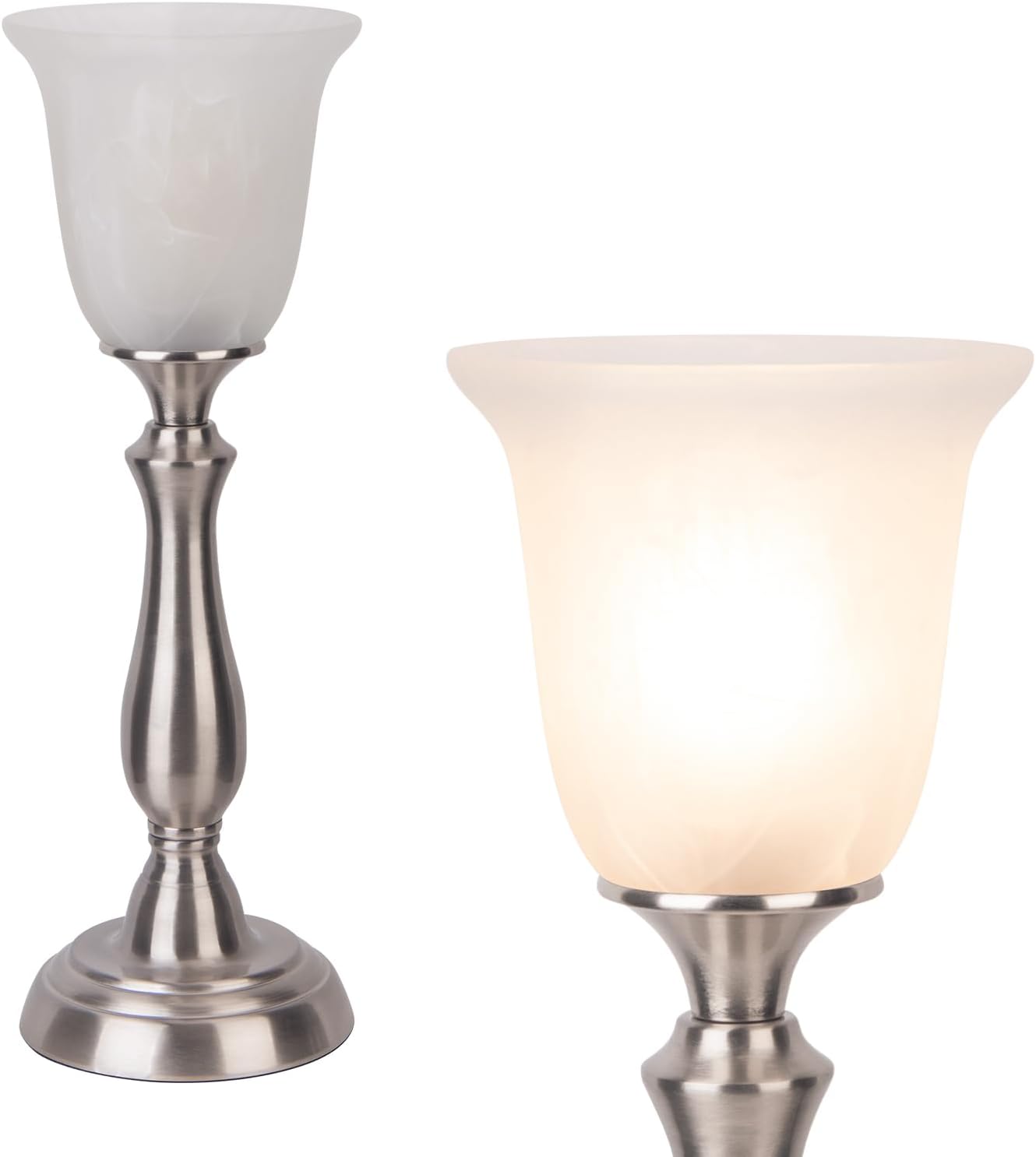 Nickel Alabaster Glass Farmhouse Table Lamp
