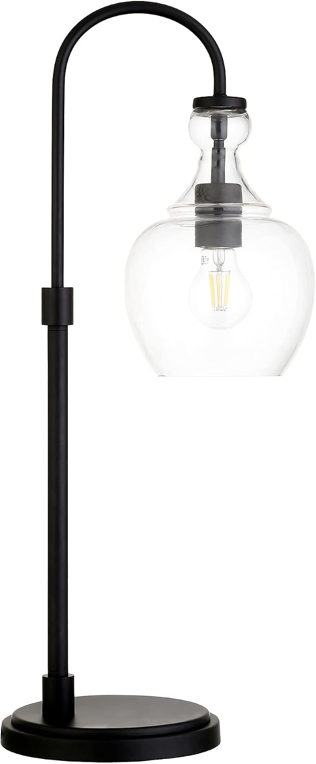 Black Bronze Clear Glass Arc Table Lamp