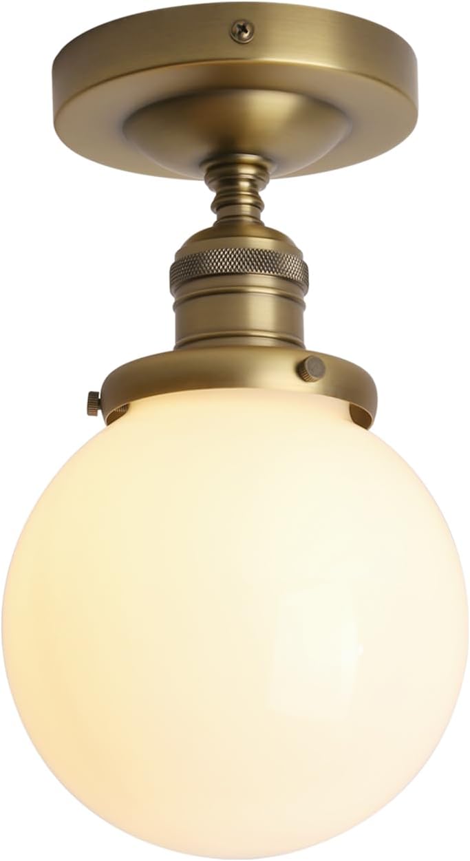 Frosted Milk Globe Flush Ceiling Light