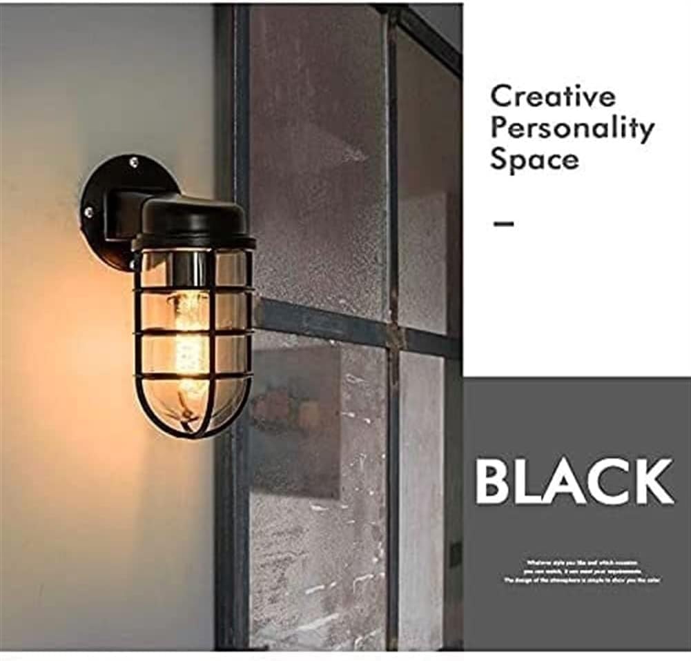 Black Waterproof Cage Outdoor Wall Sconce