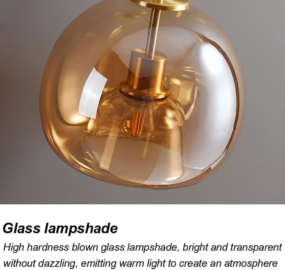 Amber Smoke Glass Globe Semi Flush Light