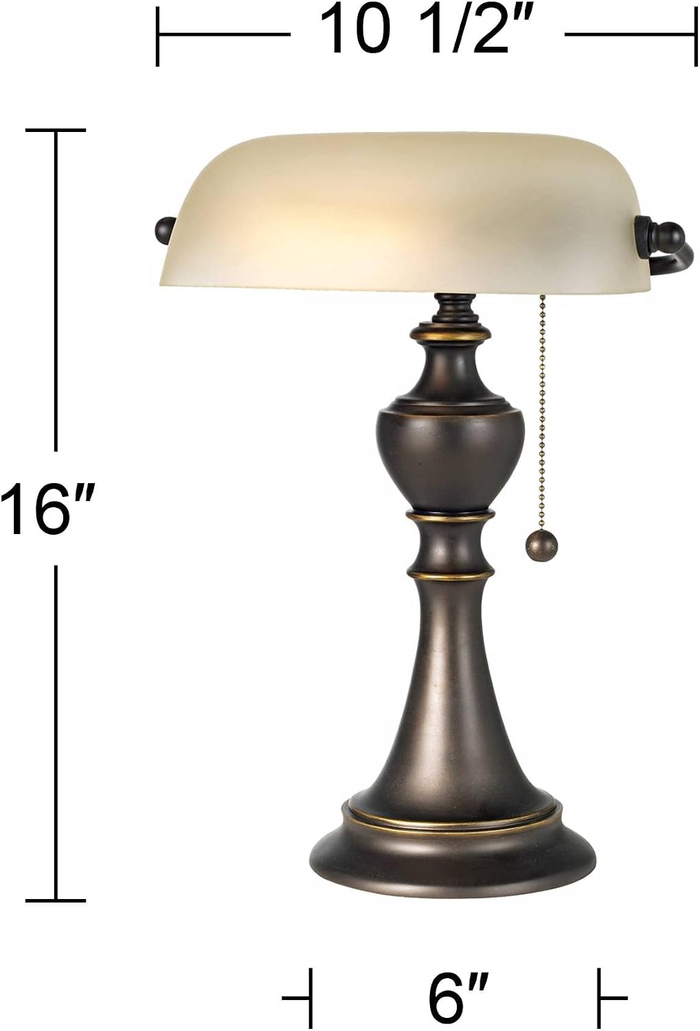 16" Bronze Alabaster Banker Table Lamp