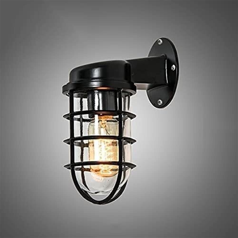 Black Waterproof Cage Outdoor Wall Sconce