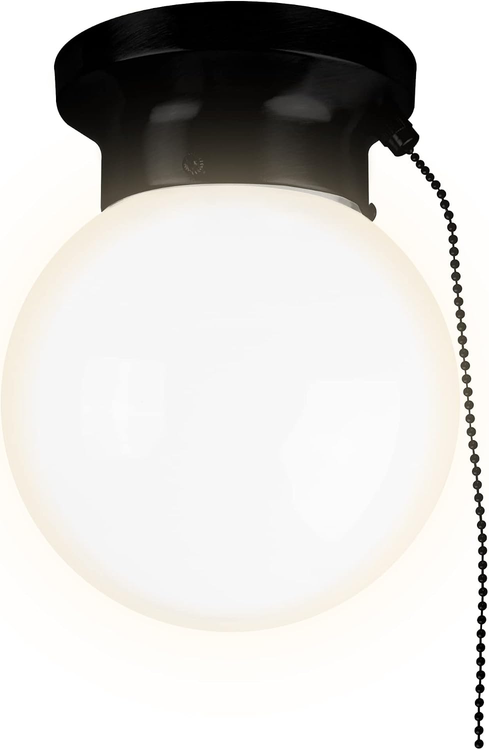 6" Black Pull Chain LED Globe Flush Light