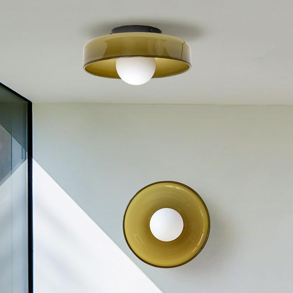 Orange Milk Glass Semi Flush Ceiling Light
