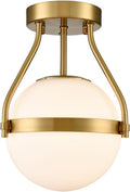 Brass Globe Semi Flush Ceiling Light