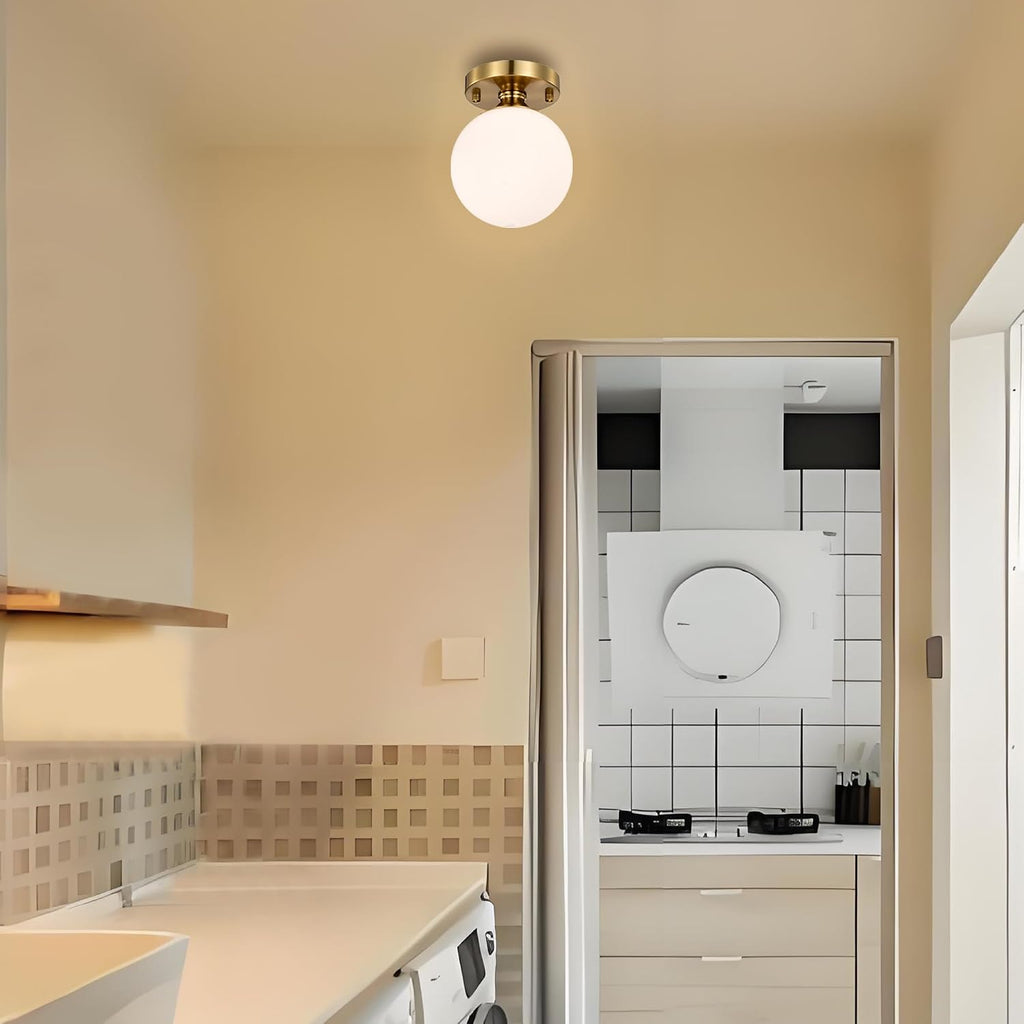 5.9" Gold Opal Globe Semi Flush Light