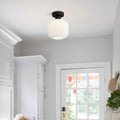 7.9" Black Ribbed Glass Semi Flush Light