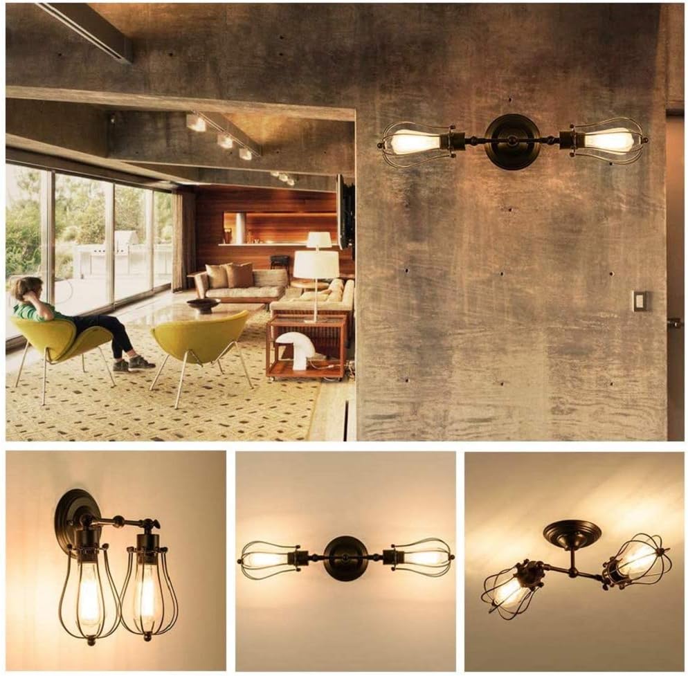 Black Double Base Cage Wall Sconce