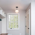 Matte Black Globe Semi Flush Light