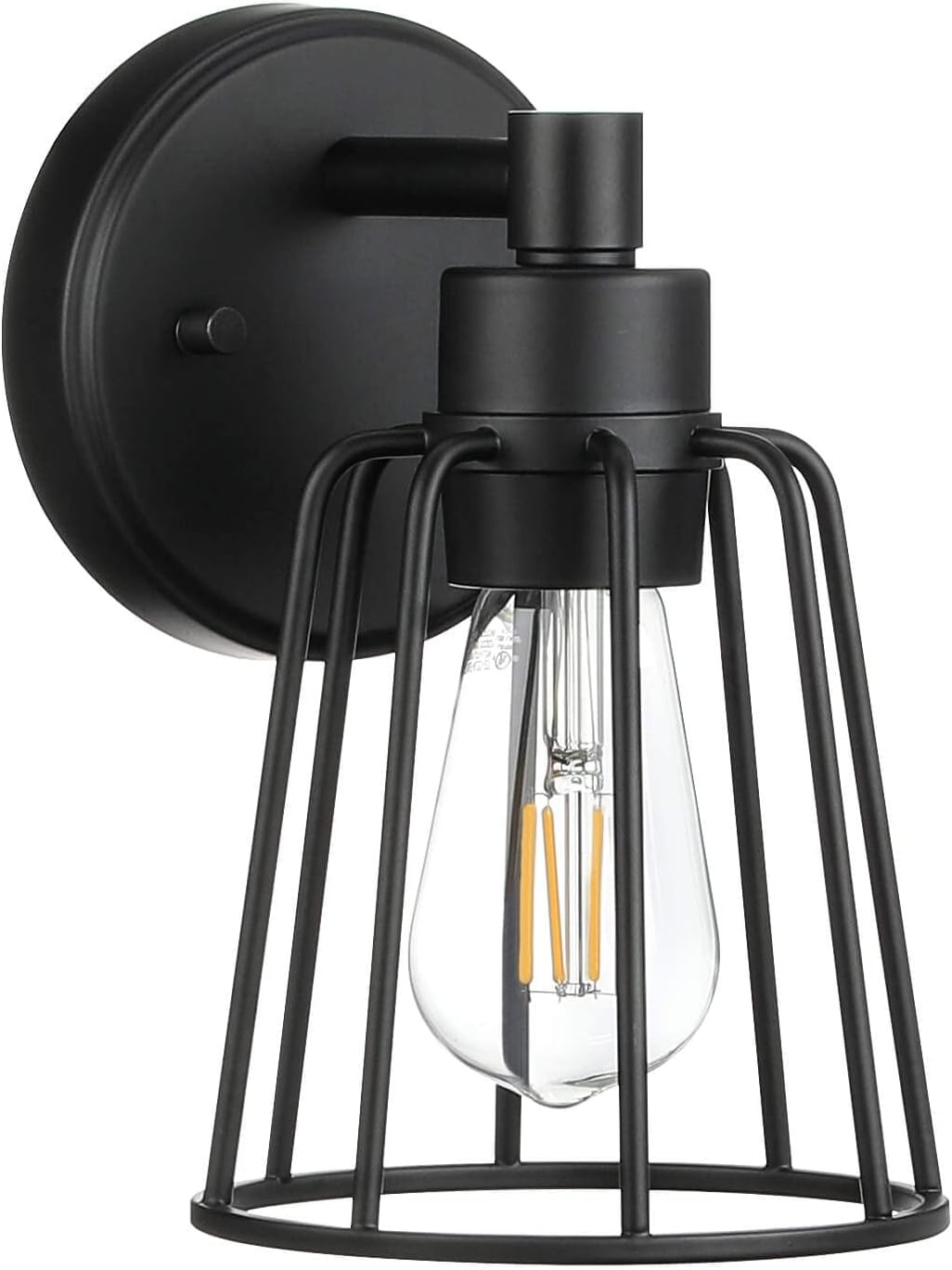 Matte Black Cage Bathroom Wall Sconce