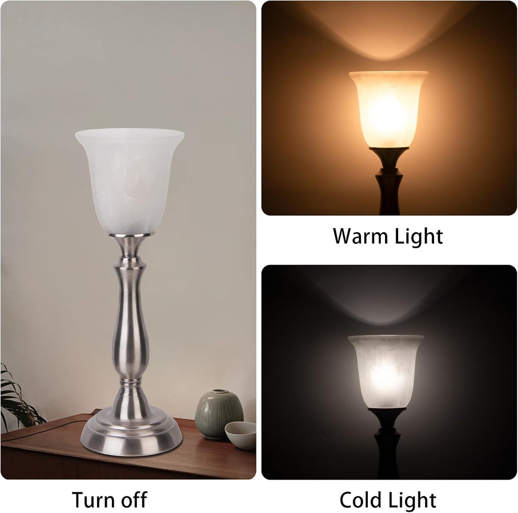 Nickel Alabaster Glass Farmhouse Table Lamp
