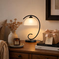 17.5" Sand Black Frosted Glass Dome Bedside Table Lamp