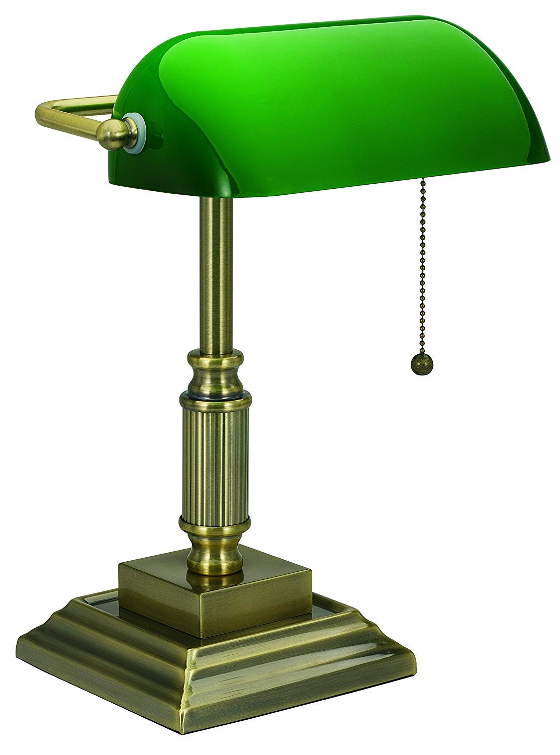 Bronze Amber Glass Banker's Desk Lamp