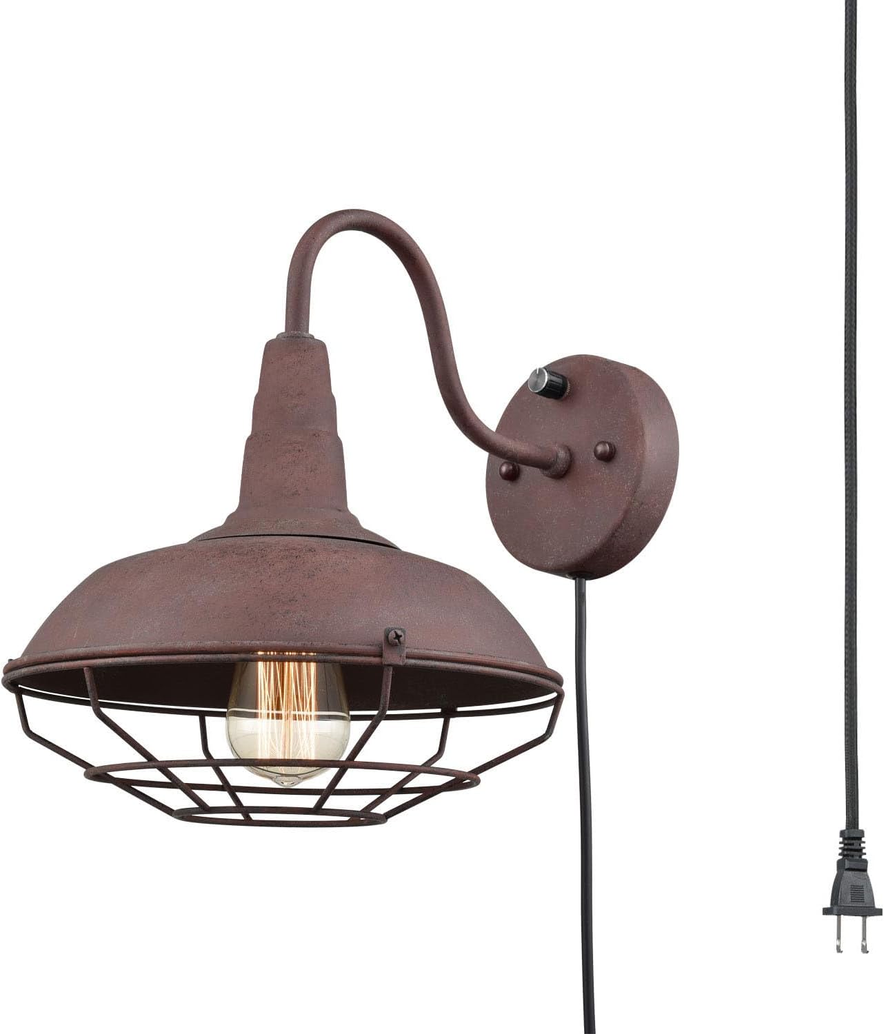 Dimmable Cage Gooseneck Plug-In Wall Sconce