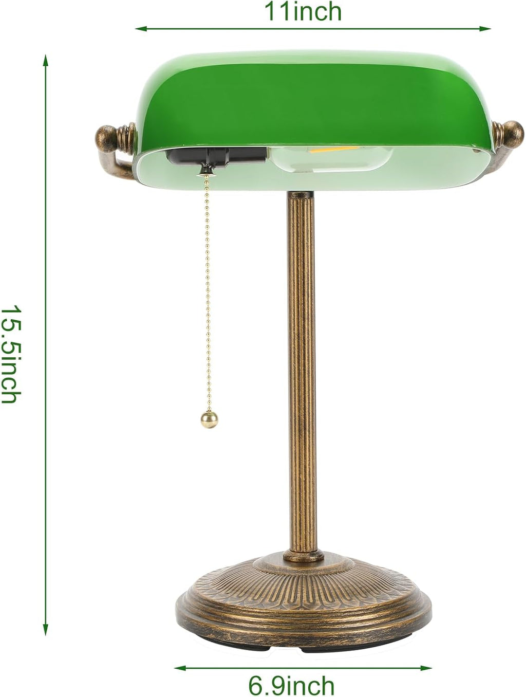 Gold Green Glass Banker Desk Lamp