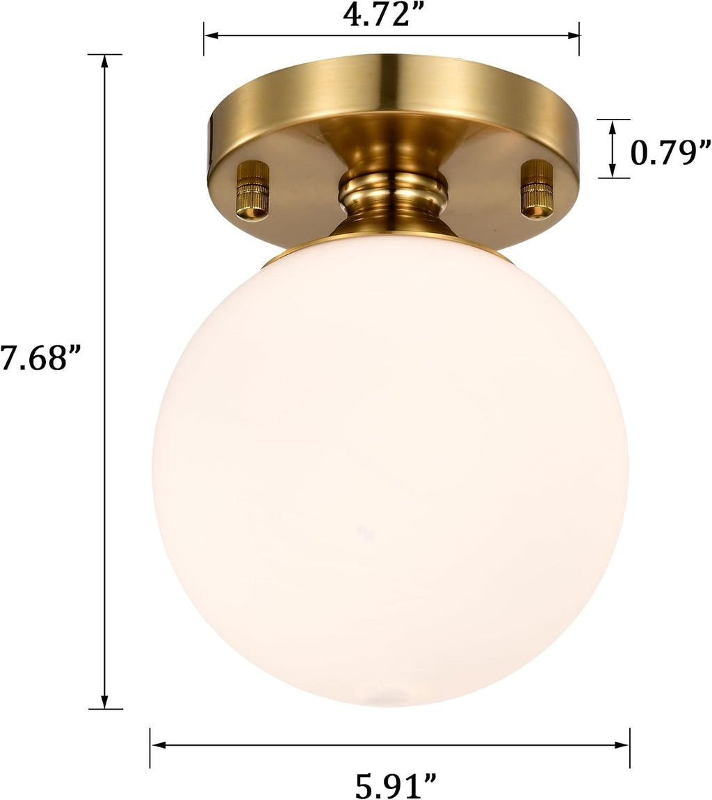 5.9" Gold Opal Globe Semi Flush Light