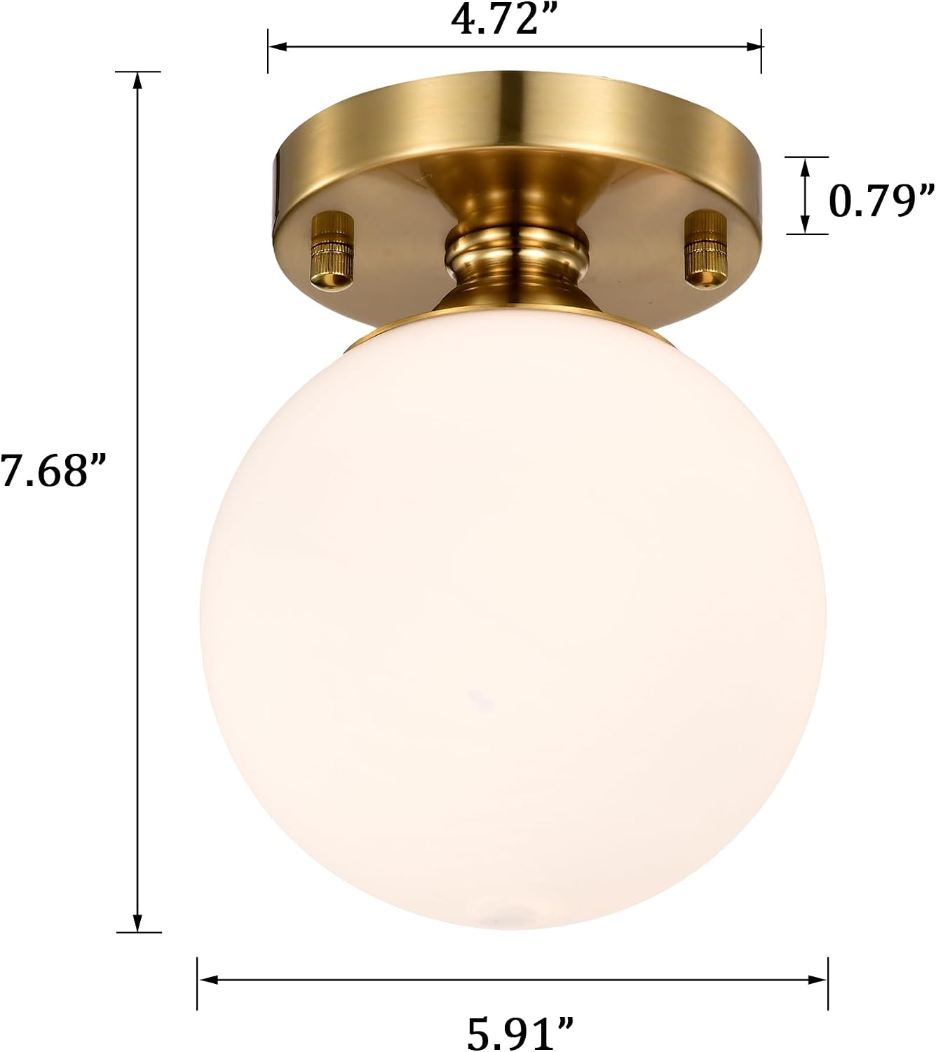 5.9" Gold Opal Globe Semi Flush Light