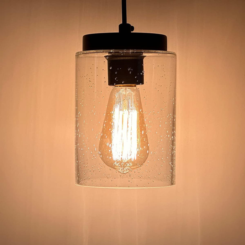 Black Bubble Seeded Glass Pendant Light