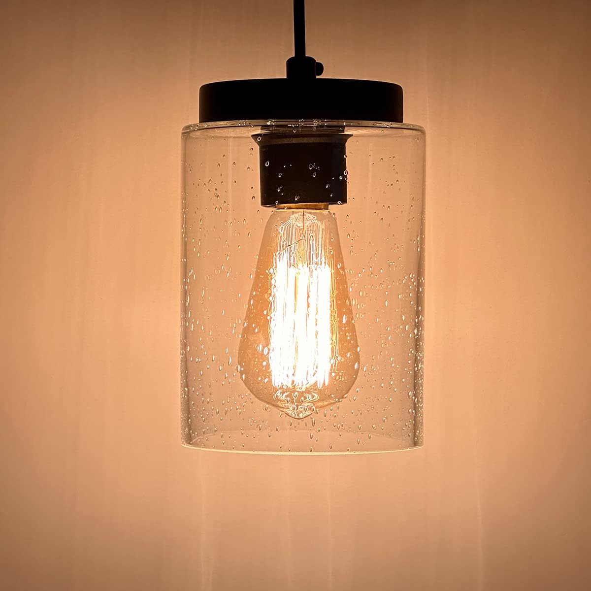 Black Bubble Seeded Glass Pendant Light