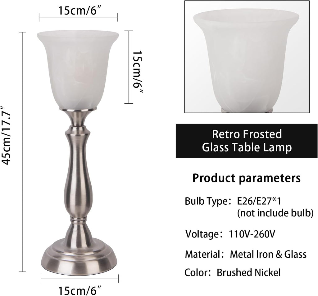 Nickel Alabaster Glass Farmhouse Table Lamp
