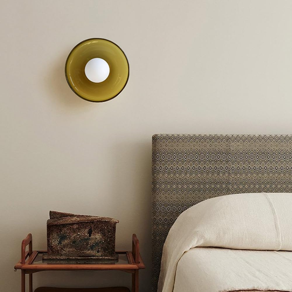 Orange Milk Glass Semi Flush Ceiling Light