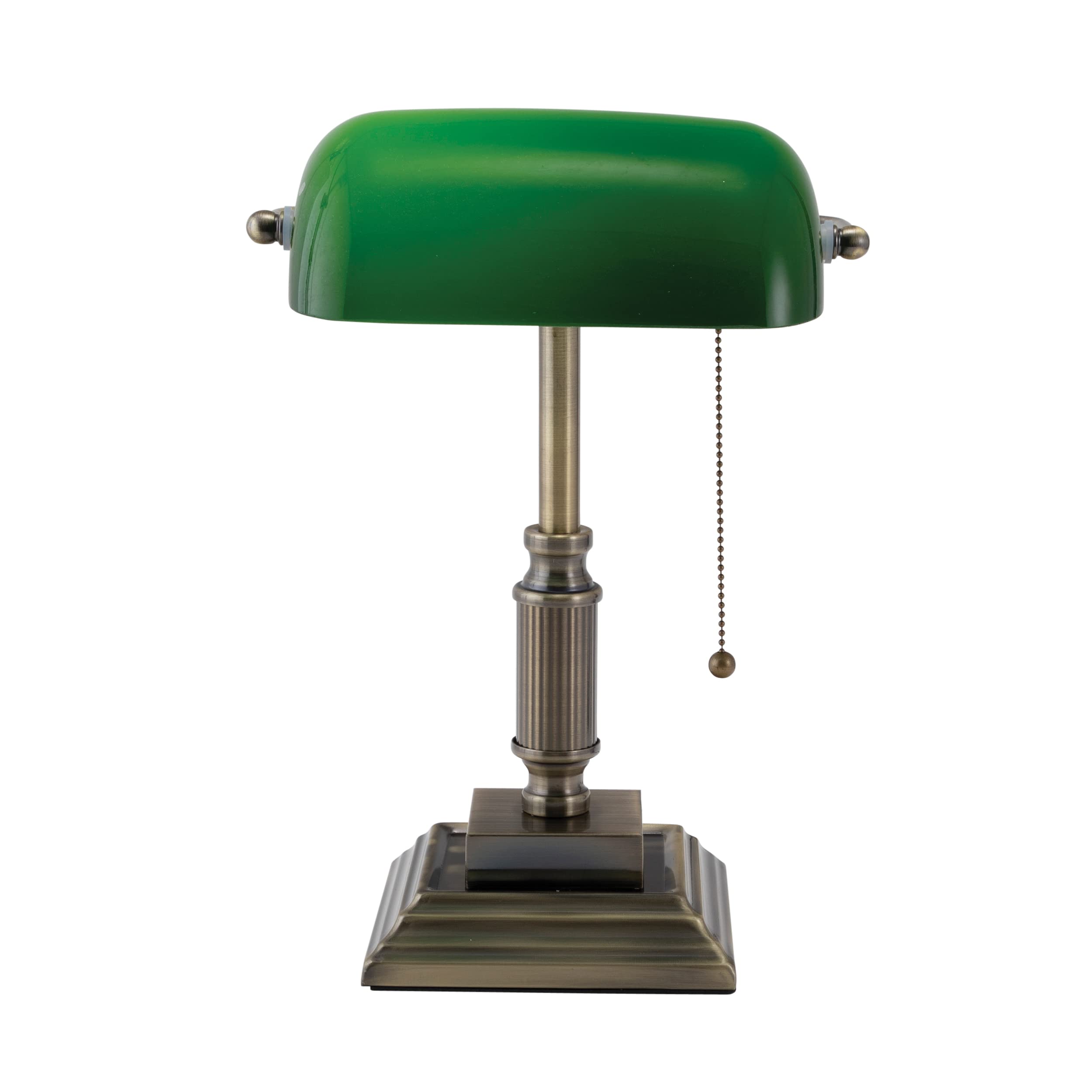 Bronze Amber Glass Banker's Desk Lamp