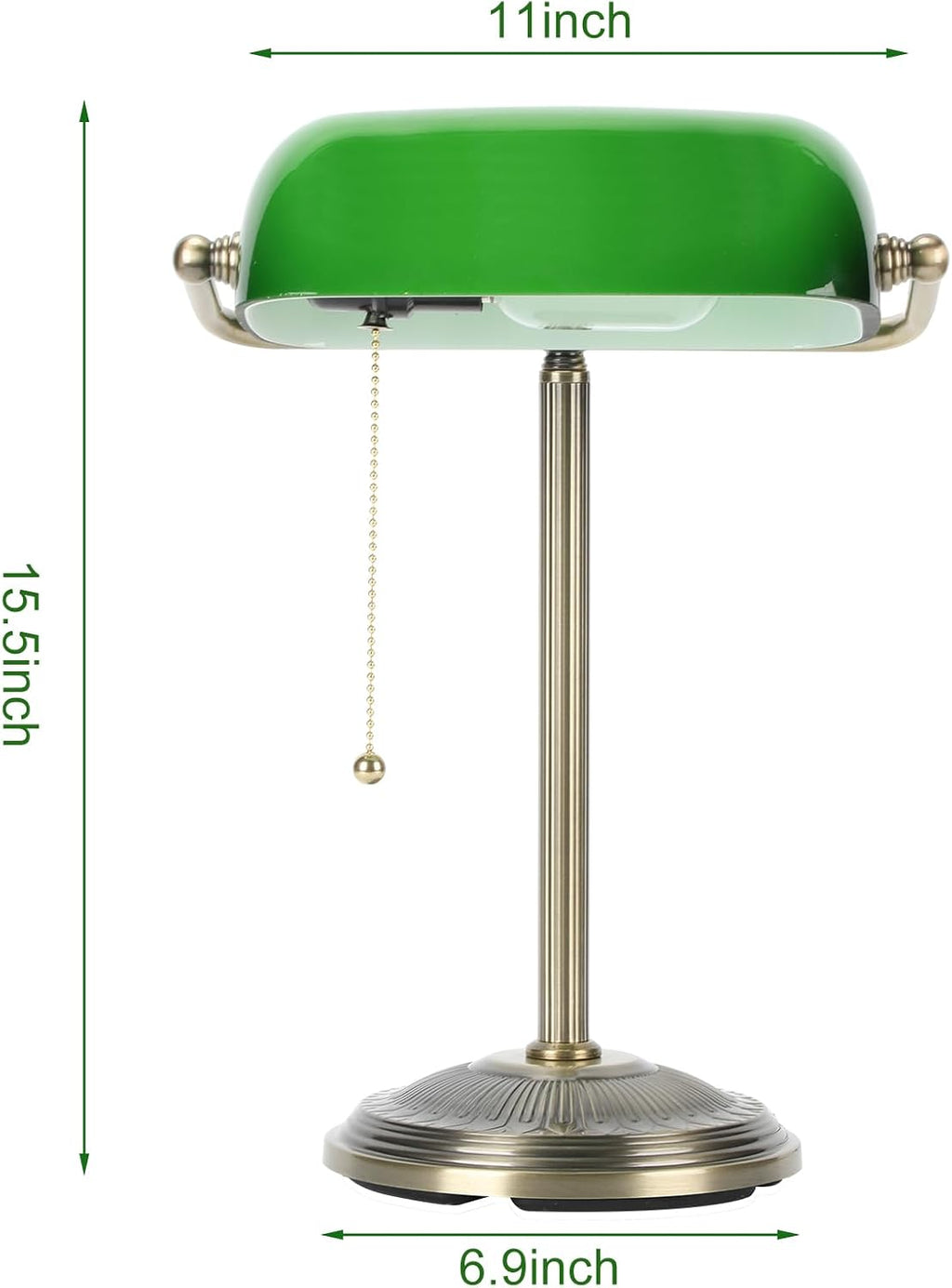 Brass Green Glass Banker Desk Lamp