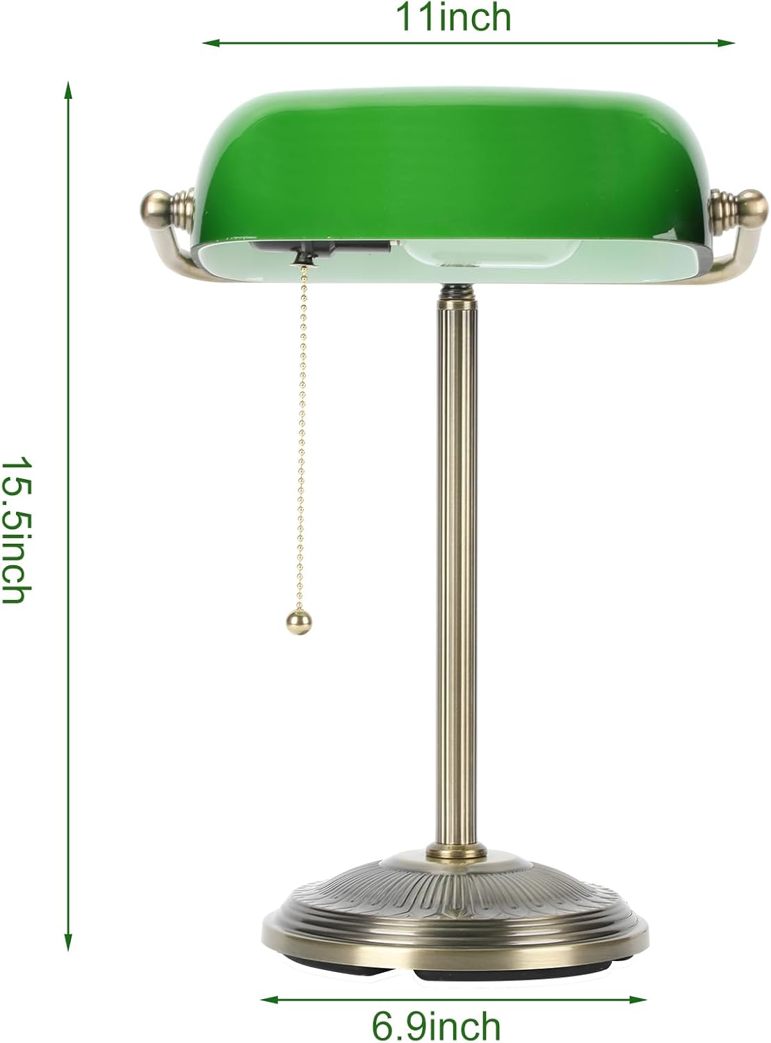 Brass Green Glass Banker Desk Lamp