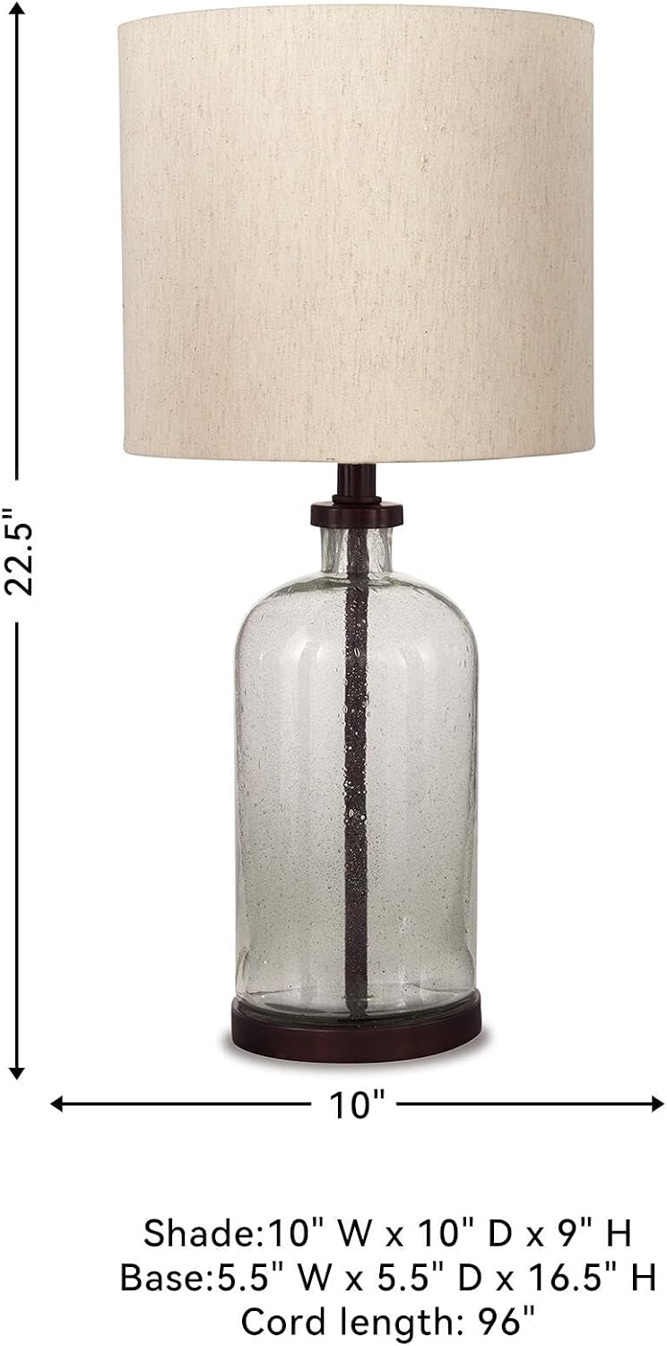 22.5" Bronze Seeded Glass Bandile Table Lamp