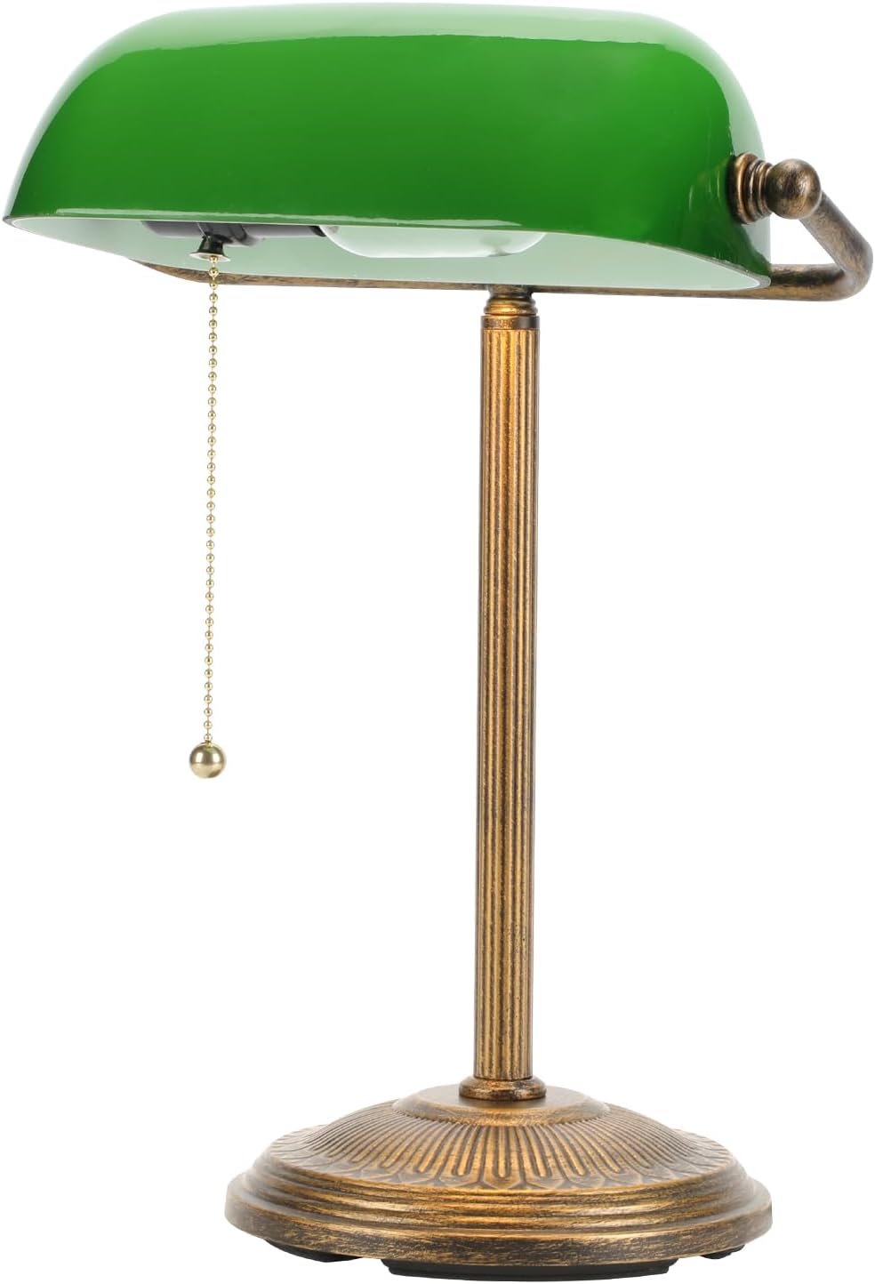 Gold Green Glass Banker Desk Lamp