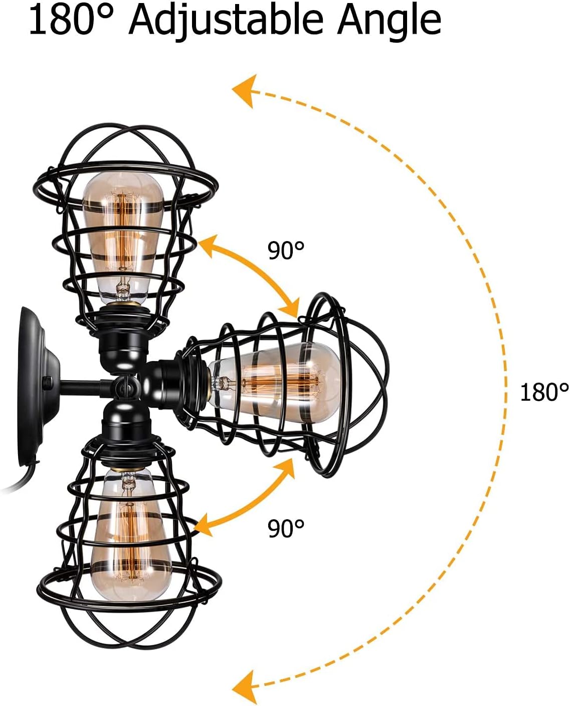 2 Pack Black Wire Cage Farmhouse Wall Sconce