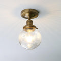Striped Globe Glass Semi Flush Light