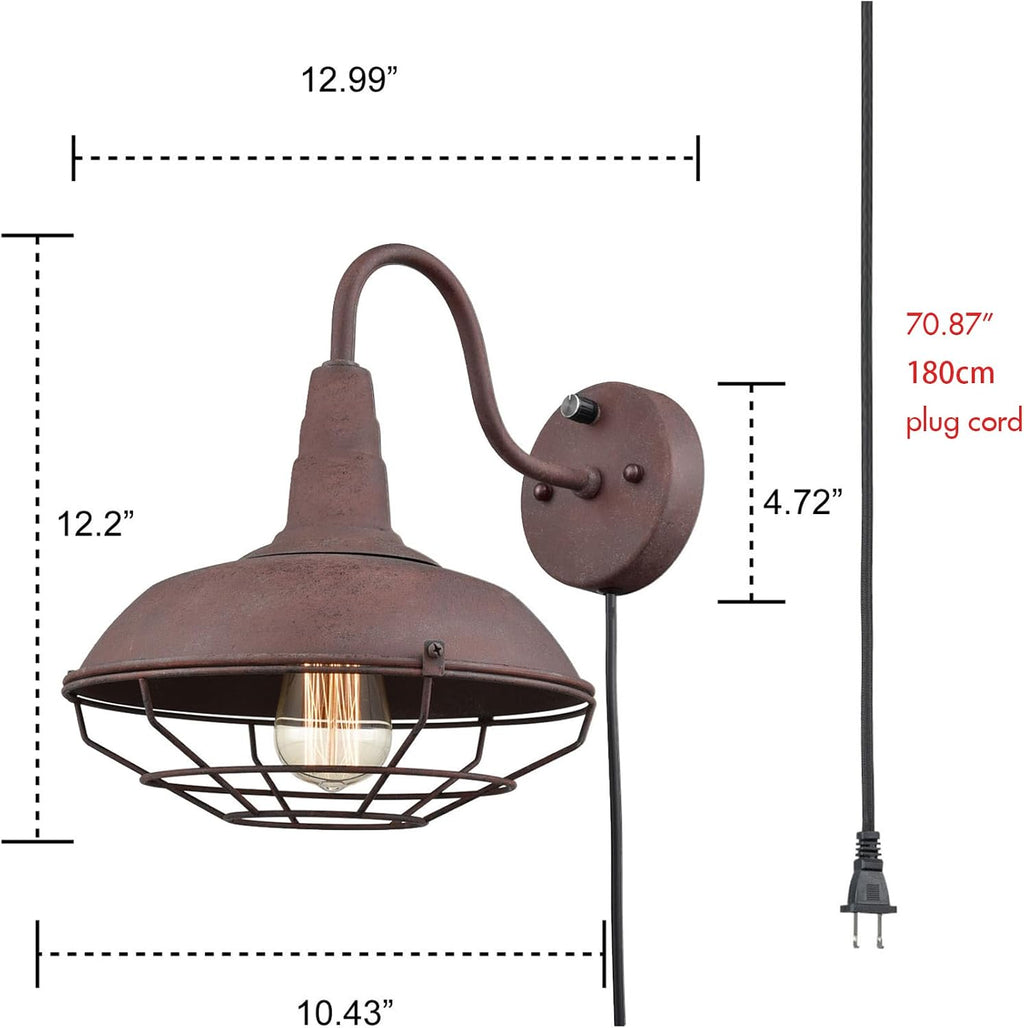 Dimmable Cage Gooseneck Plug-In Wall Sconce