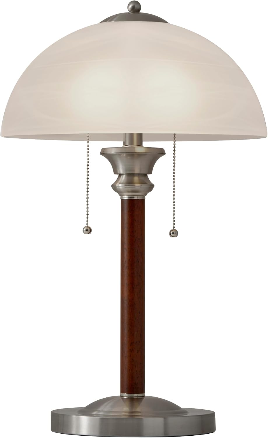 Walnut Frosted Glass Dual Pull Table Lamp
