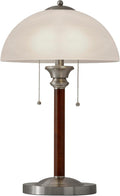 Walnut Frosted Glass Dual Pull Table Lamp