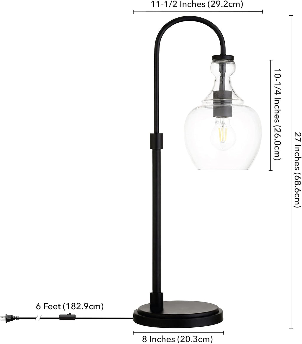 Black Bronze Clear Glass Arc Table Lamp
