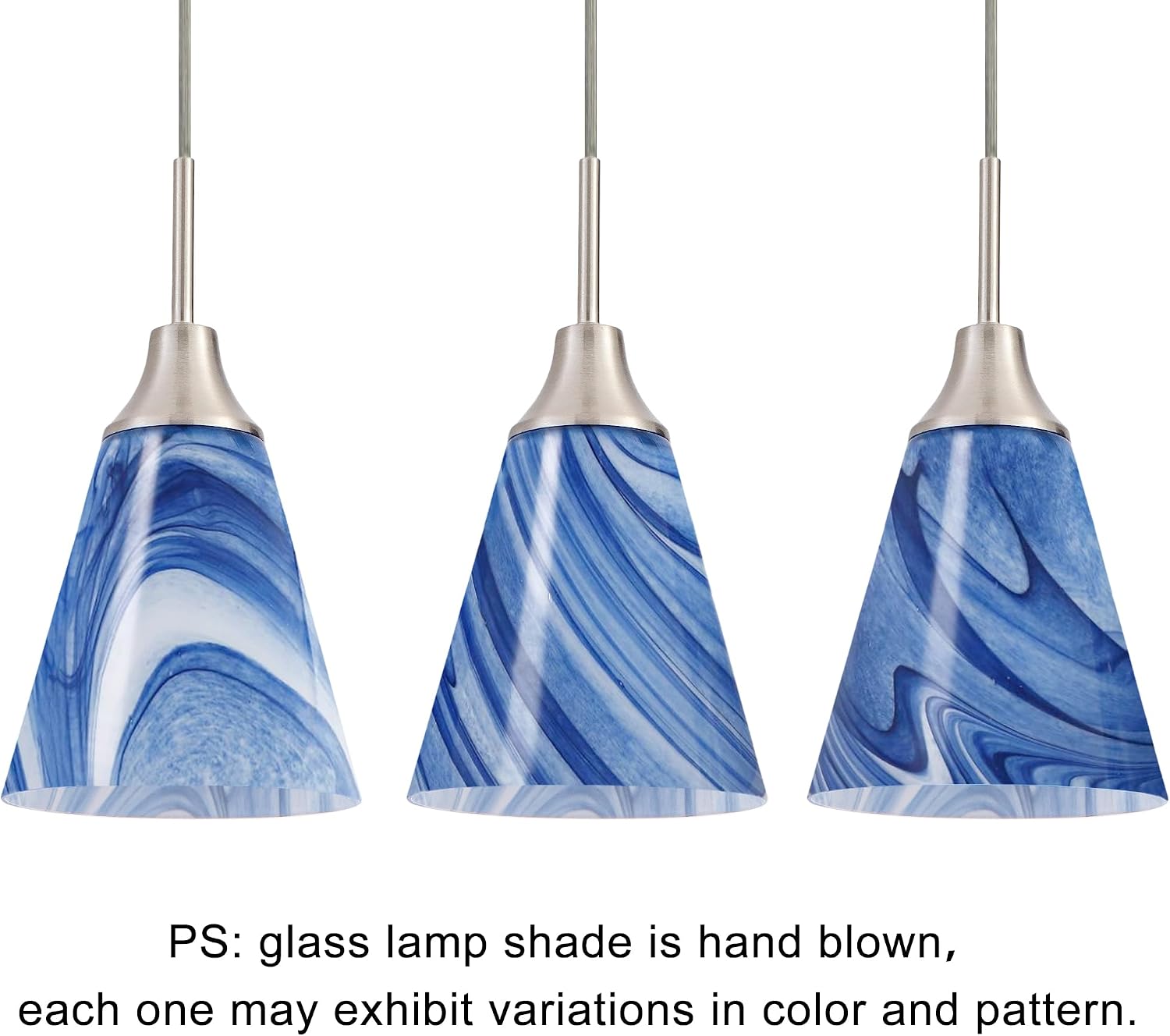 3 Pack Dark Blue Marble Glass Pendant Light