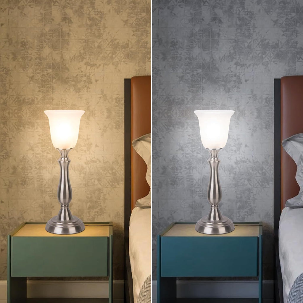 Nickel Alabaster Glass Farmhouse Table Lamp
