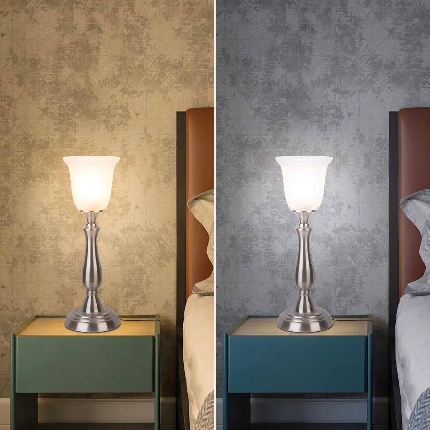 Nickel Alabaster Glass Farmhouse Table Lamp
