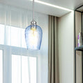 2 Pack Blue Hand Blown Glass Kitchen Pendant Lights